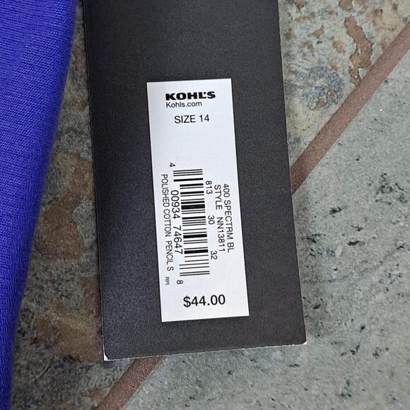 Apt 9 Size 14 Modern Fit "Spectrum Blue" Purple Polished Cotton Skirt w/Belt NWT - Picture 4 of 13